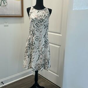 Mossimo Skater Dress Cream Green Pink Pattern Print Halter Sleeveless  XXL